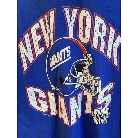 Vintage 1995 New York Giants ABC Monday Night Football Blue Short Slv Shirt XL - Picture 2 of 5